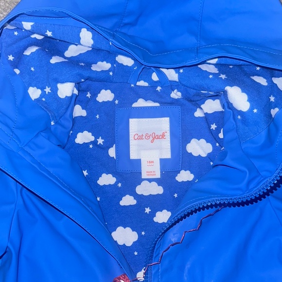 Cat & Jack Blue Raincoat with Cloud and Rainbow Design - Picture 3 of 4